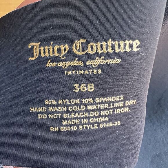 Juicy Couture Black Butterflies Bra 36B Women Intimates Padded Push Up Underwire - Picture 5 of 5